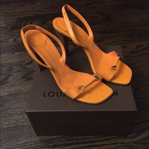 Louis Vuitton Epi leather Orange slingback sandals